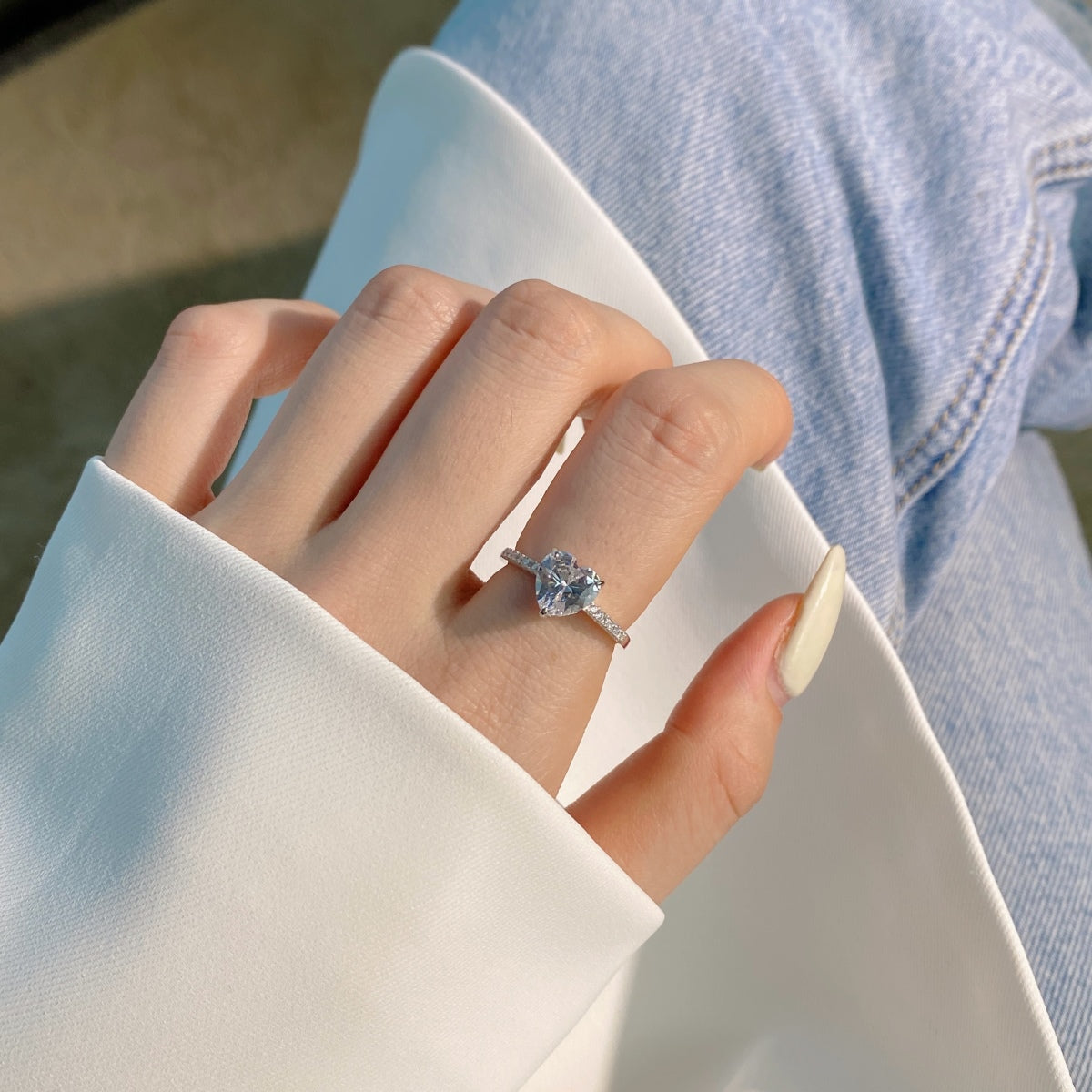 [GALE]2.0 Carat Dazzling Lustrous Heart Cut Lover Ring