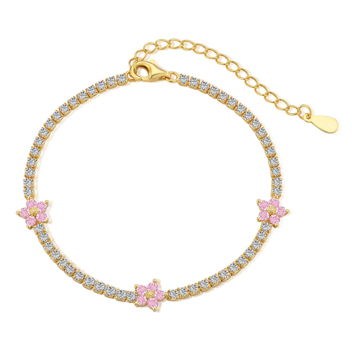 [GALE]Sparkling Flower Shape Tennis Bracelet