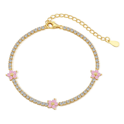 [GALE]Sparkling Flower Shape Tennis Bracelet