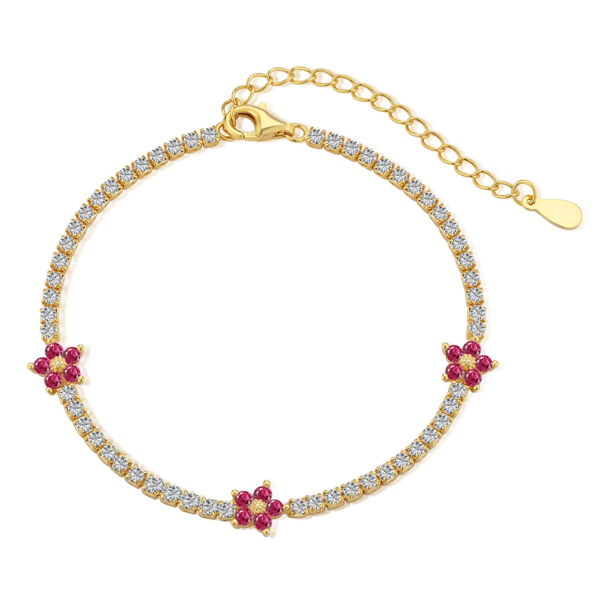 [GALE]Sparkling Flower Shape Tennis Bracelet