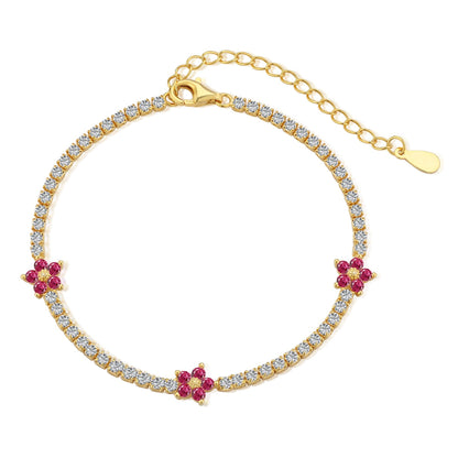 [GALE]Sparkling Flower Shape Tennis Bracelet