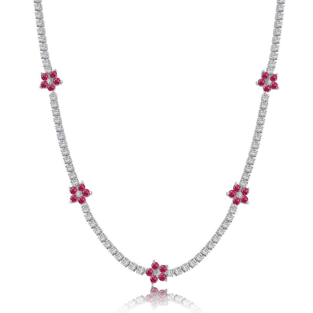 [GALE]Luxurious Colorful Flower Tennis Necklace