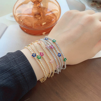 [GALE]Sparkling Flower Shape Tennis Bracelet