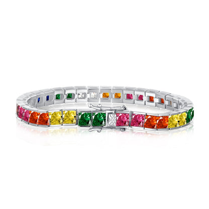 [GALE]Radiant Colorful Princess Cut Tennis Bracelet