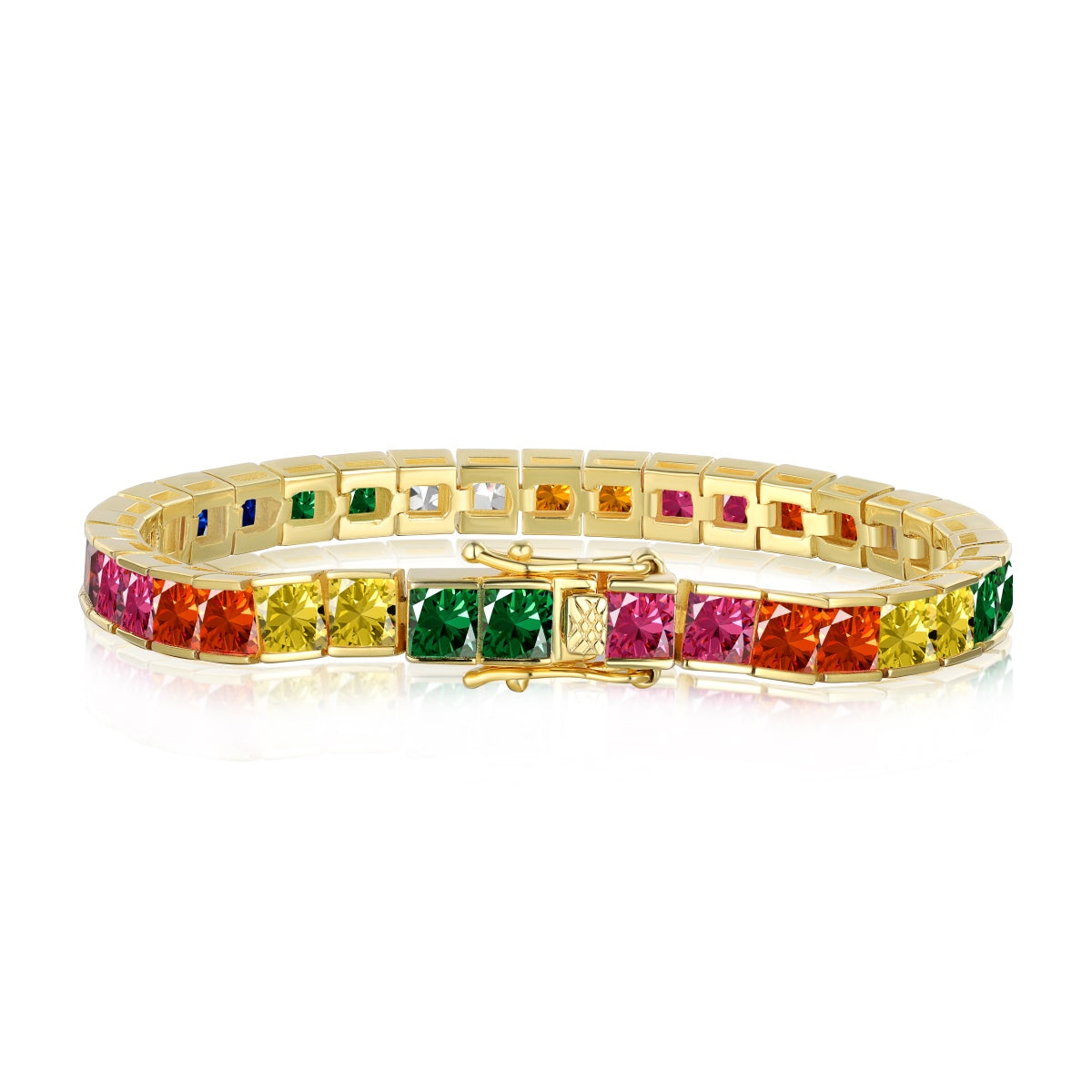 [GALE]Radiant Colorful Princess Cut Tennis Bracelet
