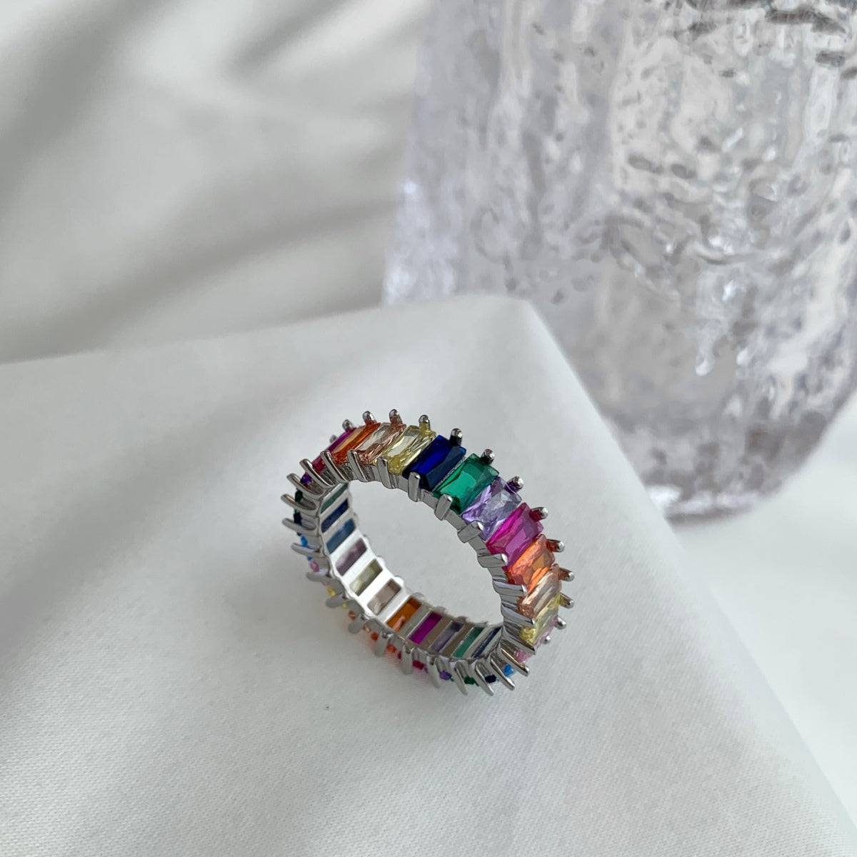 [GALE]Unique Colorful Radiant Cut RIng