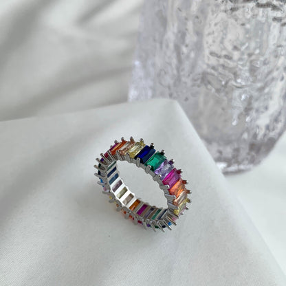 [GALE]Unique Colorful Radiant Cut RIng