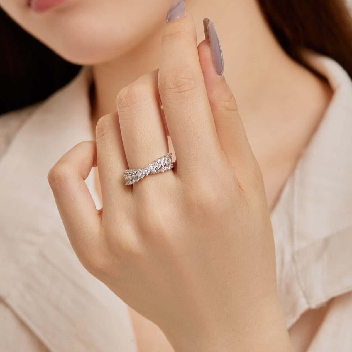 [GALE]Unique Colorful Marquise Cut Daily Ring