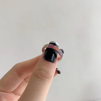 [GALE]Unique Colorful Round Cut Tennis Ring