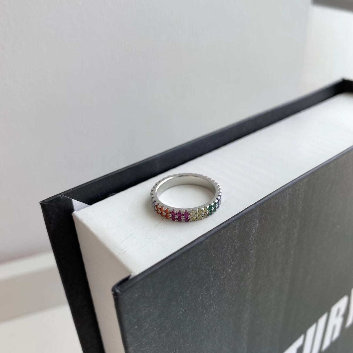 [GALE]Unique Colorful Round Cut Tennis Ring