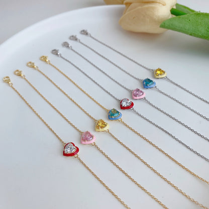 [GALE]Sparkling Romantic Heart Shape Lover Bracelet