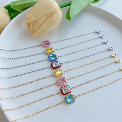 [GALE]2.0 Carat Sparkling Colorful Emerald Cut Daily Bracelet