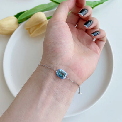 [GALE]2.0 Carat Sparkling Colorful Emerald Cut Daily Bracelet