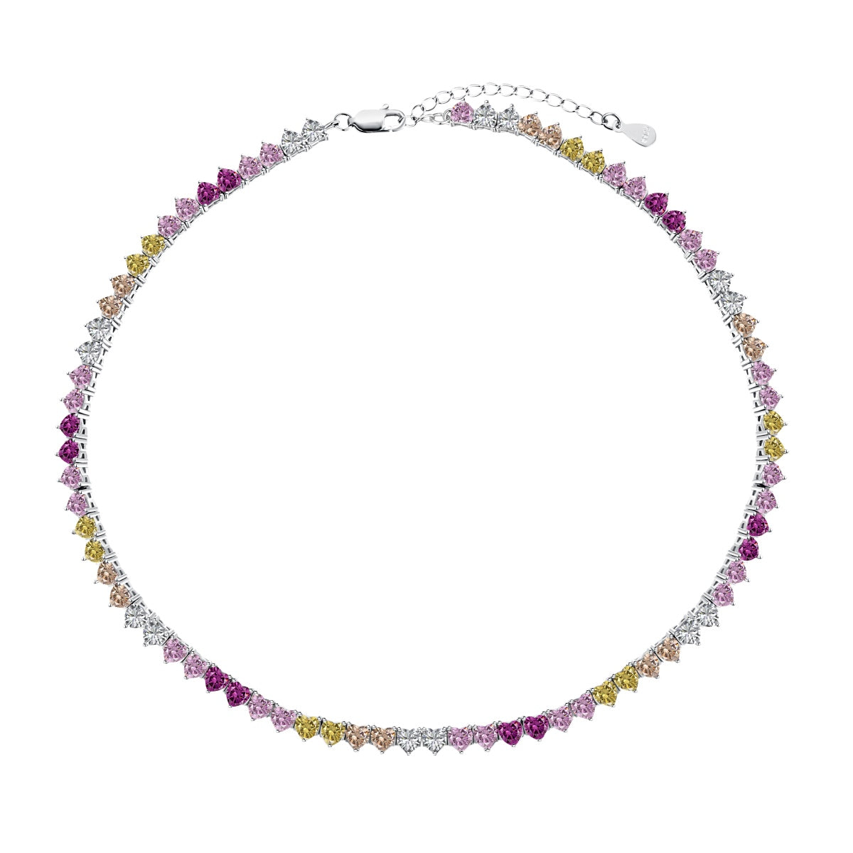 [GALE]Sparkling Colorful Full Heart Tennis Necklace