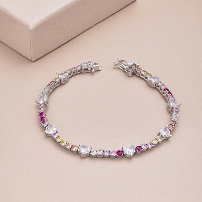 [GALE]Romantic Heart Shape Round Cut Lover Bracelet