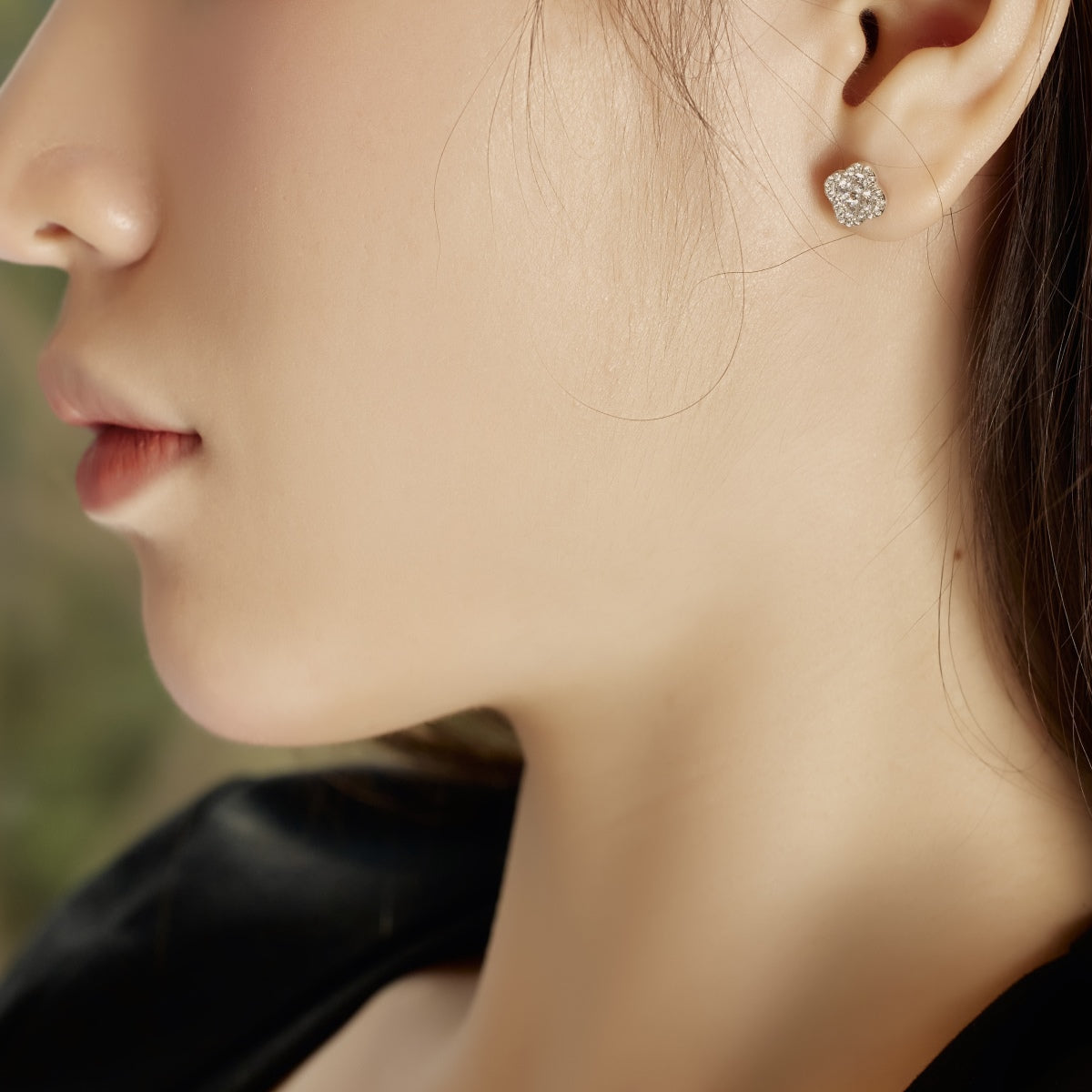 [GALE]Four-Leaf Clover Flower Shaped Earrings