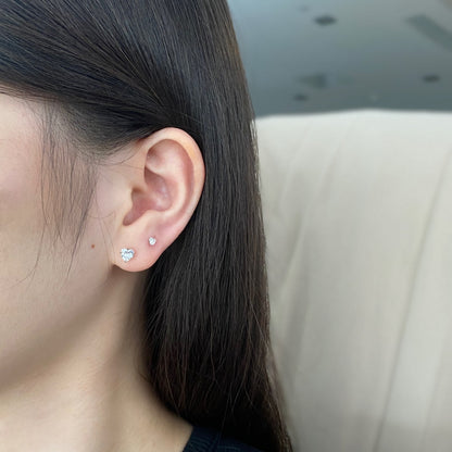 [GALE]Sparkling Heart Shaped Simple Earrings