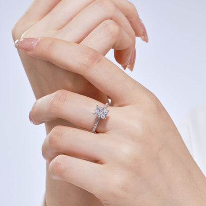 [GALE]2.0 Carat Dazzling Sparkling Radiant Cut Party Ring