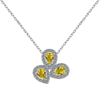 [GALE]Elegant Flower Shape Pear Cut Necklace