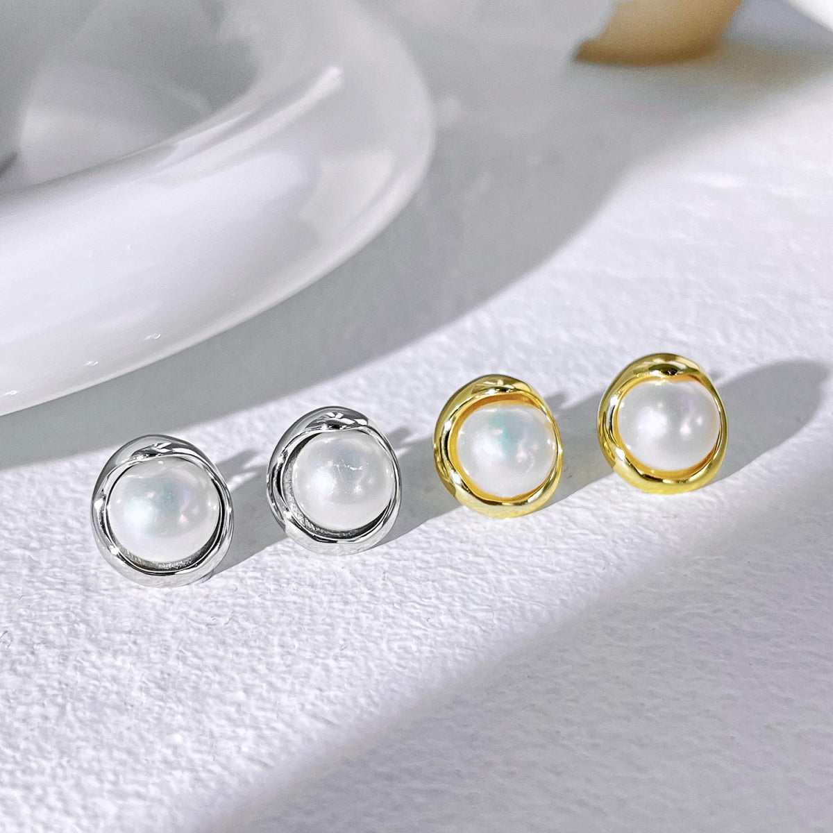 [GALE]Dainty Bread Pearl Earrings