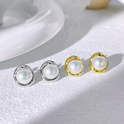 [GALE]Dainty Bread Pearl Earrings