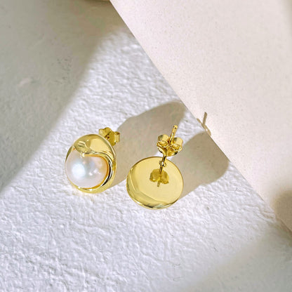 [GALE]Dainty Bread Pearl Earrings