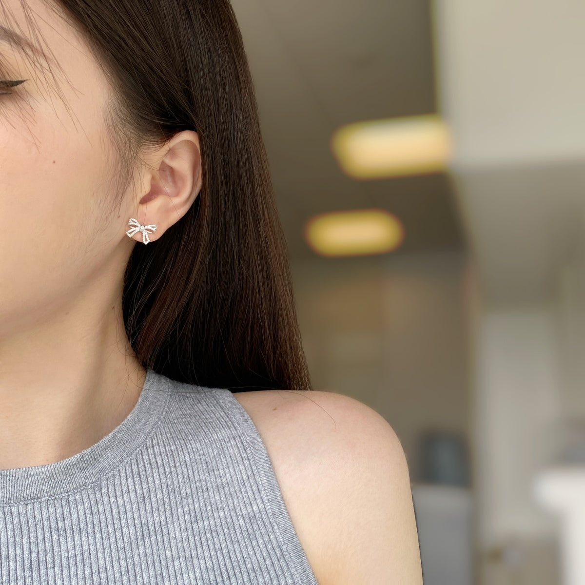[GALE]Dainty Bow Shape Earrings
