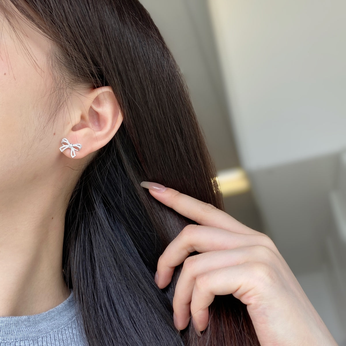 [GALE]Dainty Bow Shape Earrings