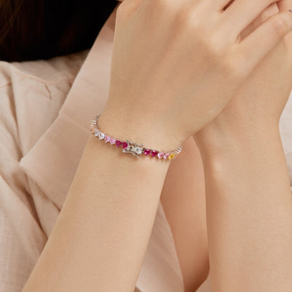 [GALE]Luxurious Colorful Romantic Heart Shape Lover Bracelet