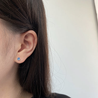 [GALE]Sparkling Colorful Round Shape Earrings