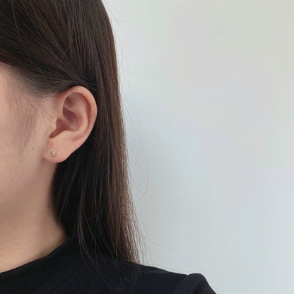 [GALE]Sparkling Colorful Round Shape Earrings