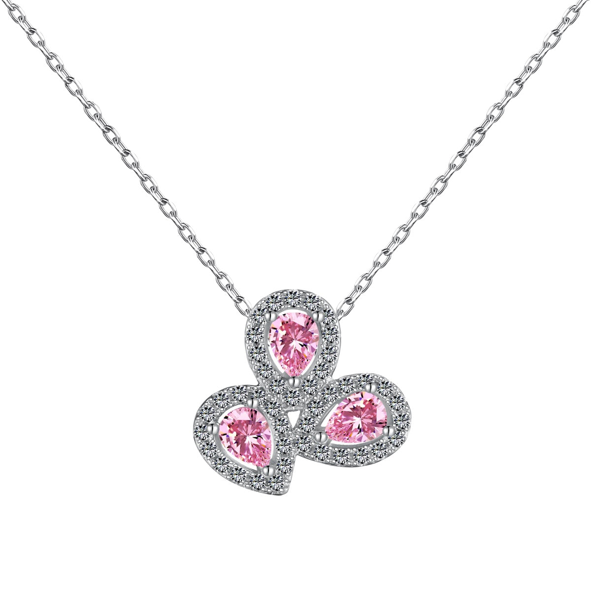 [GALE]Elegant Flower Shape Pear Cut Necklace
