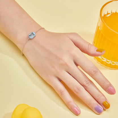 [GALE]2.0 Carat Sparkling Colorful Emerald Cut Daily Bracelet