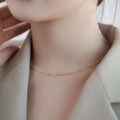 [GALE]Small Bead Clavicle Chain Simple Necklace
