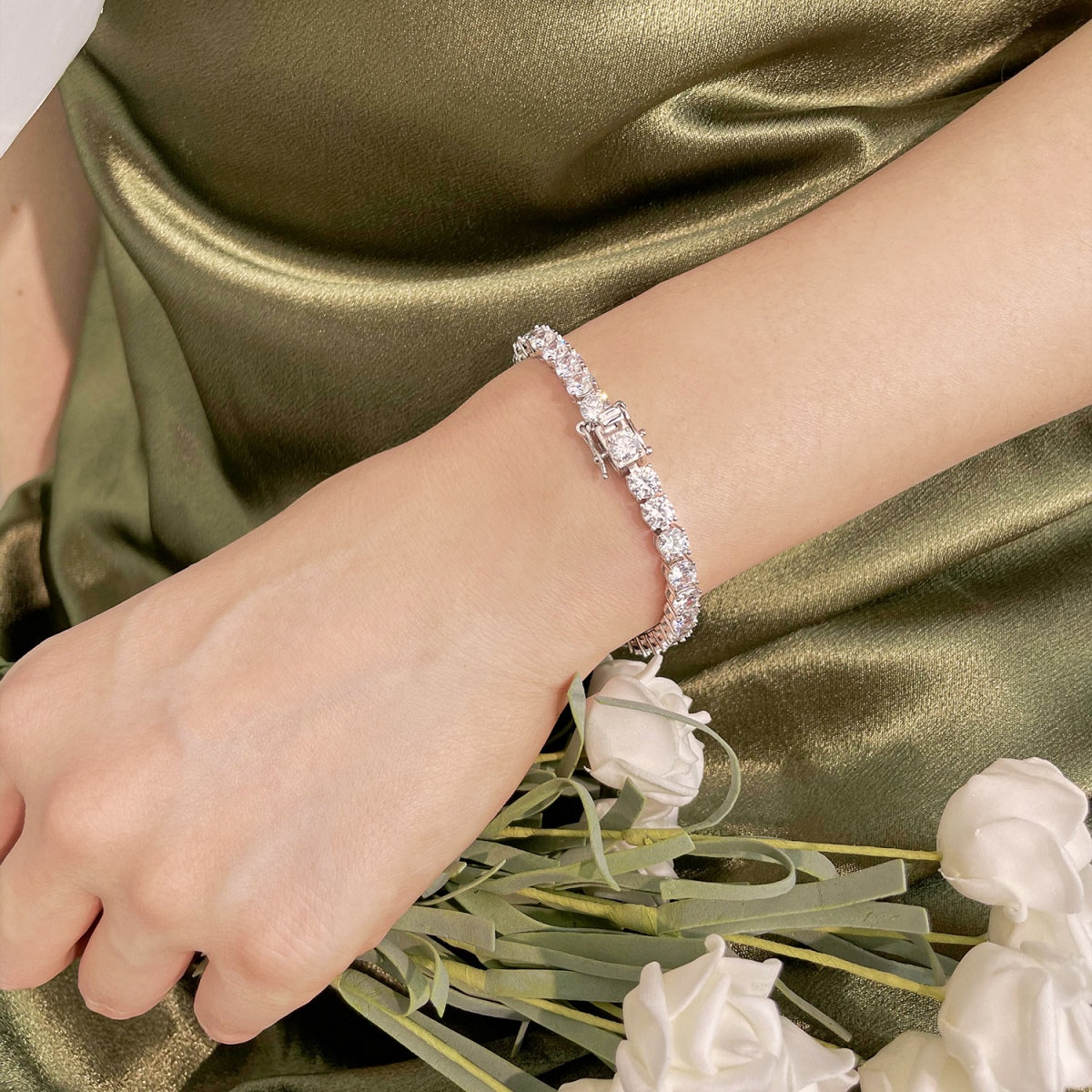 [GALE]Ornate Sparkling Round Cut Wedding Bracelet