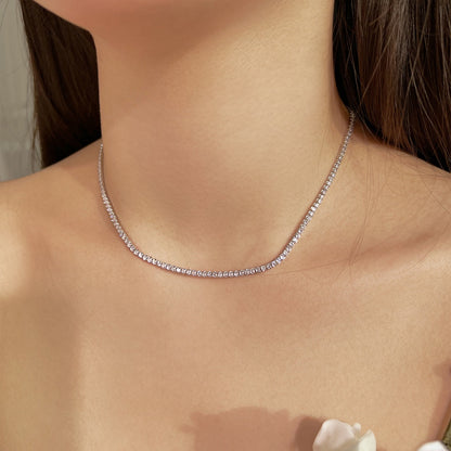 [GALE]Delicate Round Shape Tennis Necklace