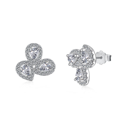 [GALE]Ornate Flower Shape Pear Cut Lover Earrings