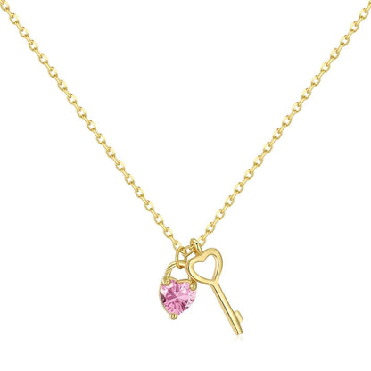 [GALE]Unique Heart Shape Key Pendent Necklace