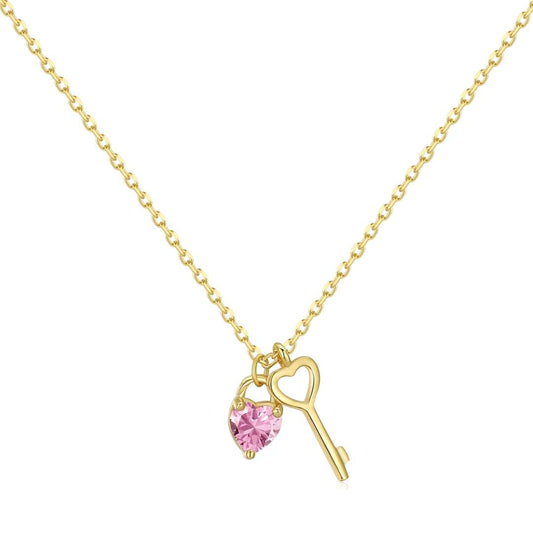 [GALE]Unique Heart Shape Key Pendent Necklace