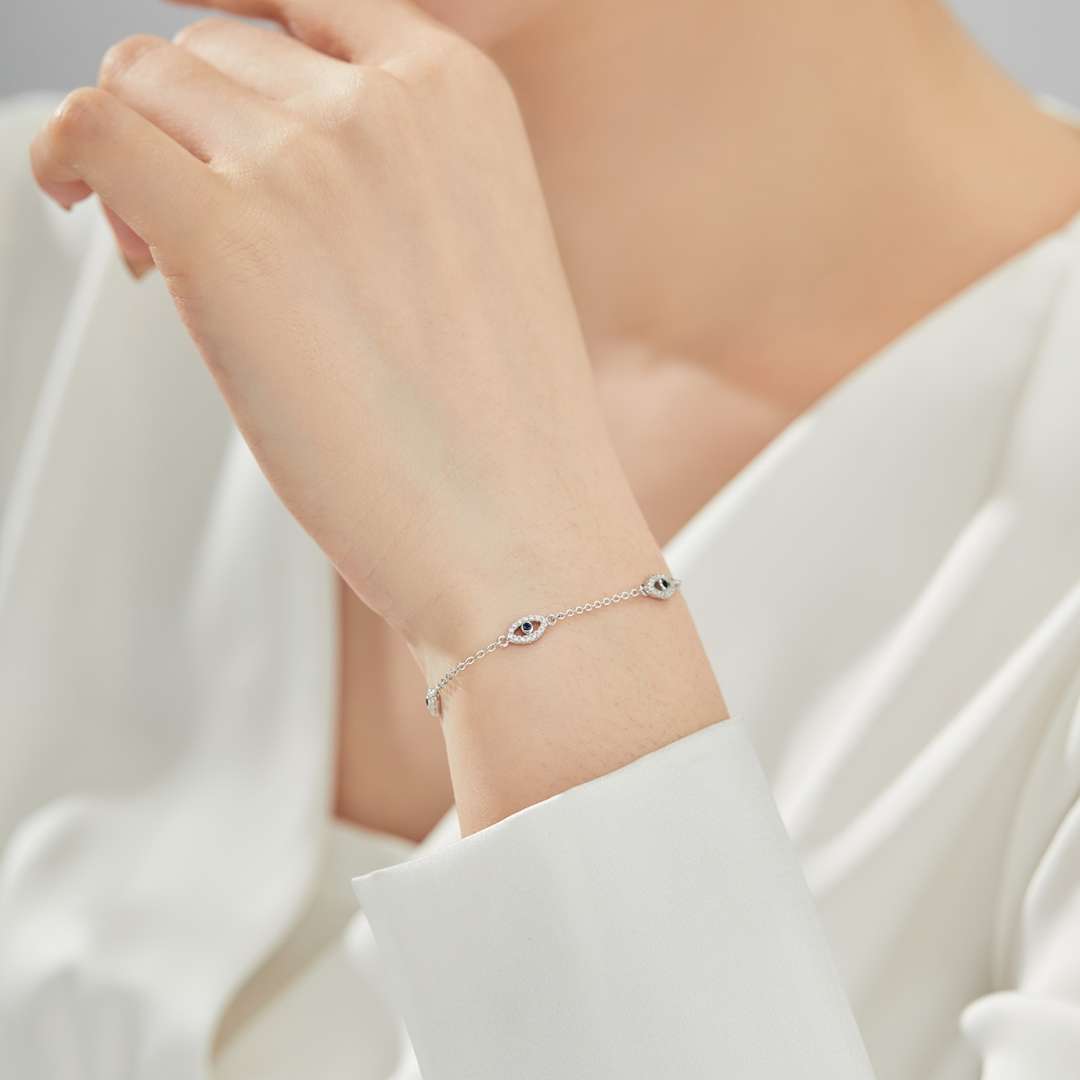 [GALE]Evil Eye Shape Pendent Necklace