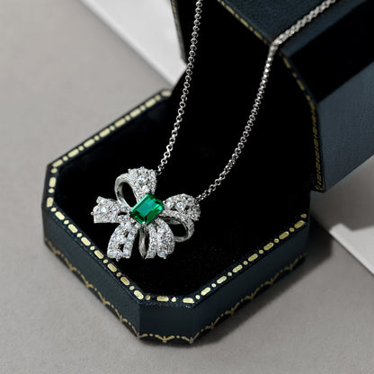 [GALE]Luxurious Flower Shape Emerald Cut Necklace