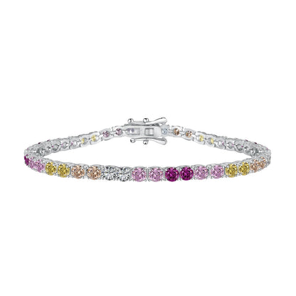 [GALE]Radiant Colorful Round Cut Tennis Bracelet