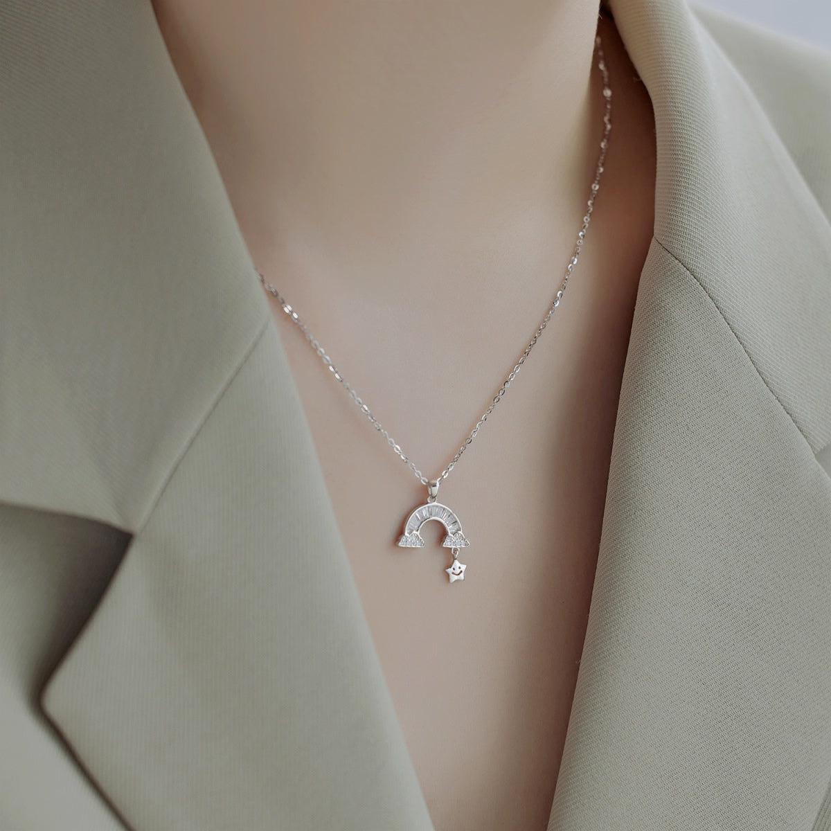 [GALE]Unique Rainbow Star Necklace