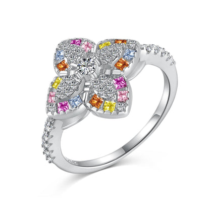[GALE]Luxurious Colorful Flower Shape Banquet Ring