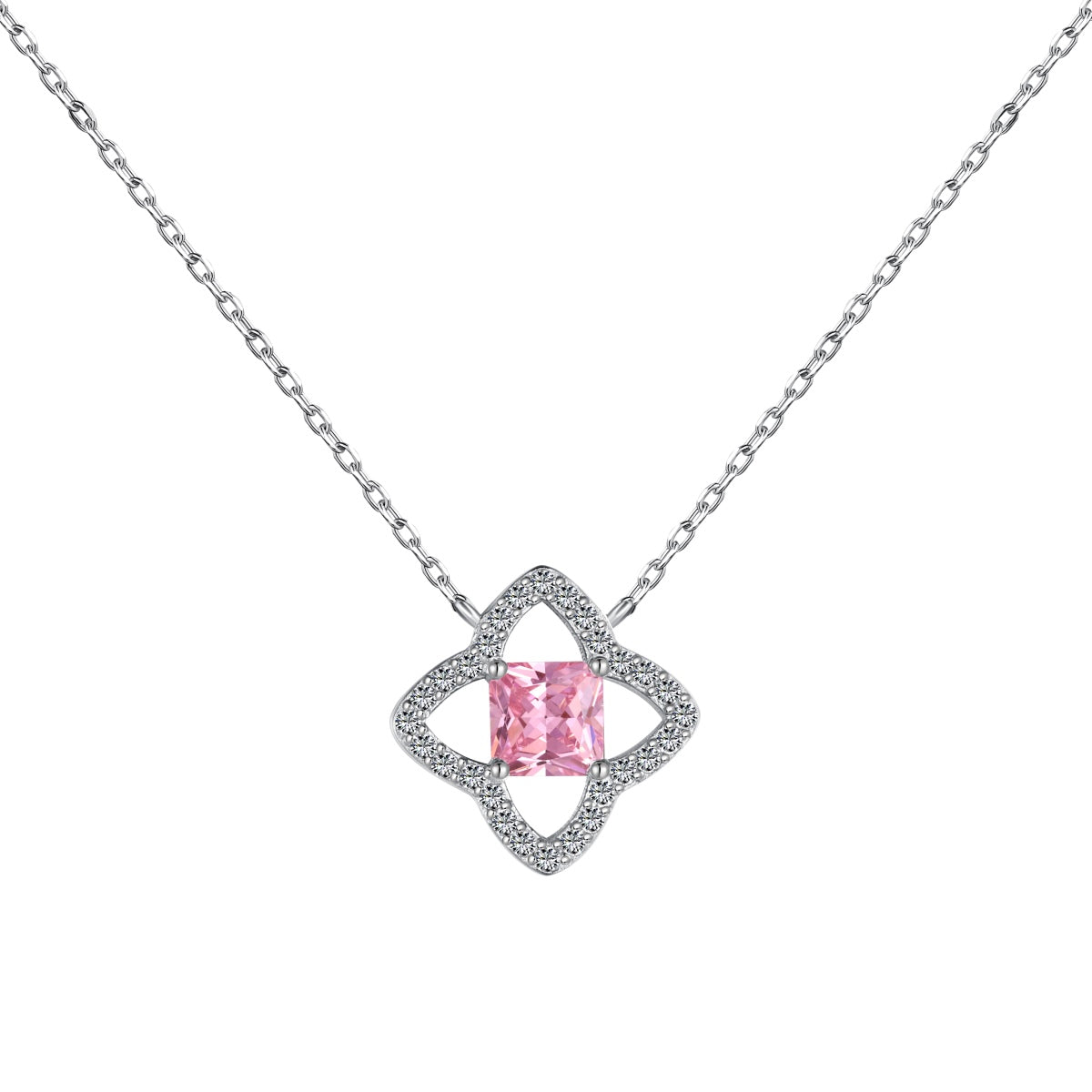 [GALE]Exquisite Flower Shape Princess Cut Necklace
