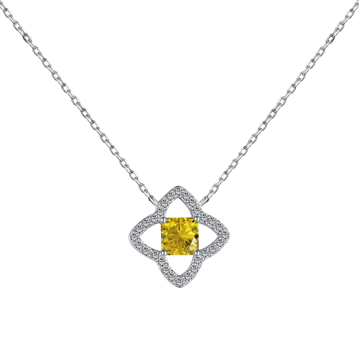 [GALE]Exquisite Flower Shape Princess Cut Necklace