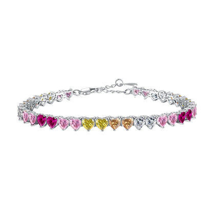 [GALE]Luxurious Colorful Romantic Heart Shape Lover Bracelet