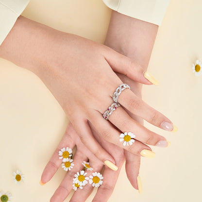 [GALE]Sparkling Vibrant Emerald Cut Daily Ring