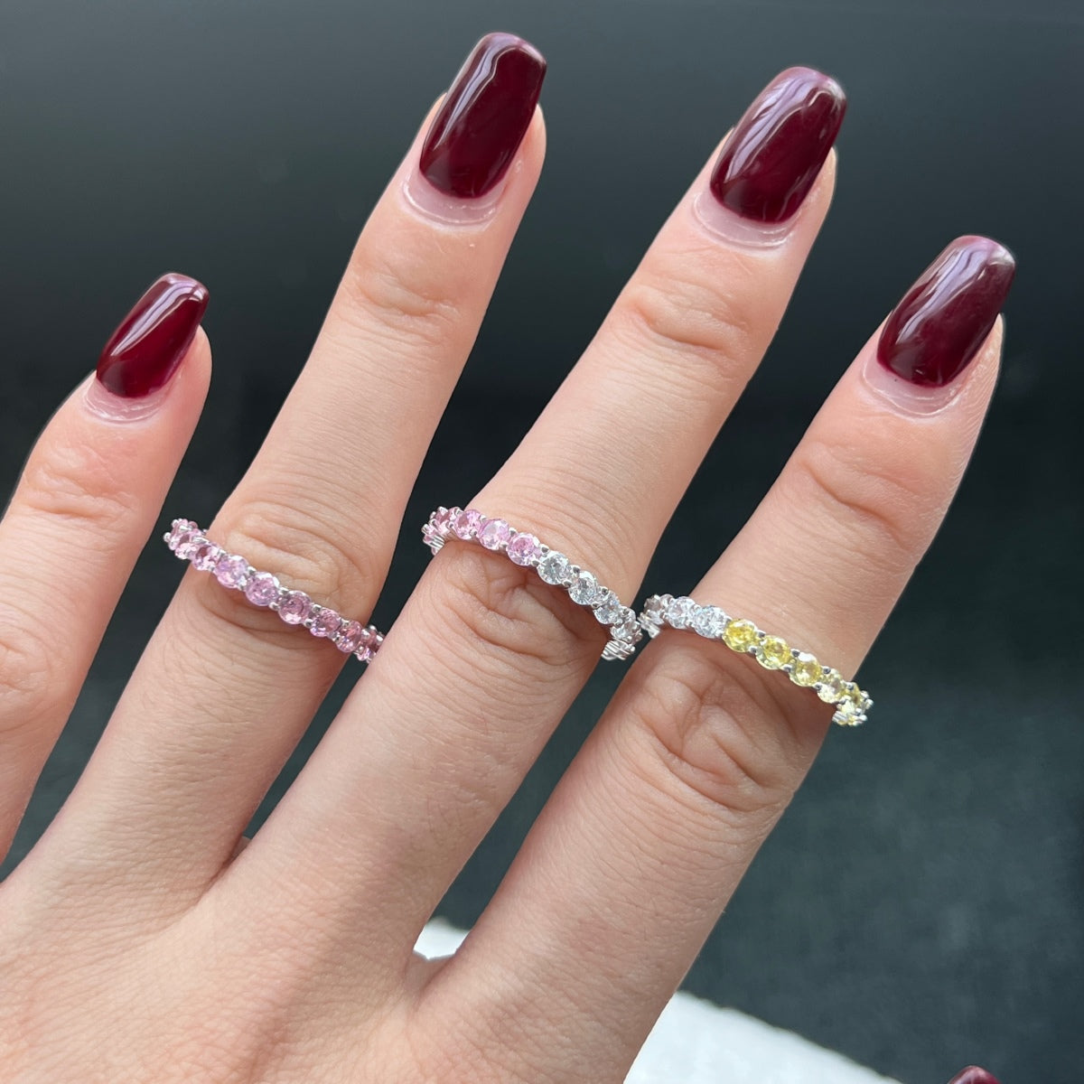 [GALE]Sparkling Round Cut Tennis Ring