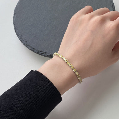 [GALE]Ornate Dazzling Round Cut Tennis Bracelet